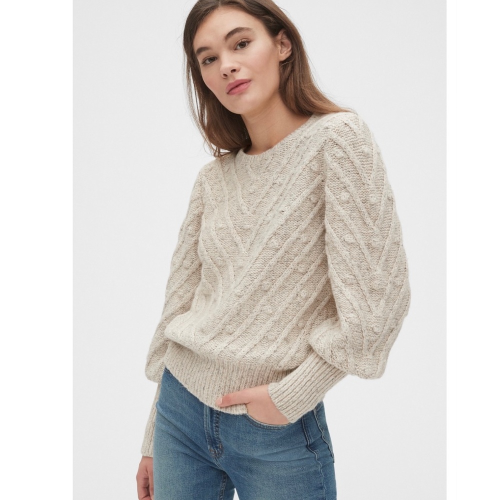 GAP Bobble Stitch Puff Sleeve Sweater